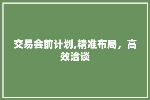 交易会前计划,精准布局，高效洽谈