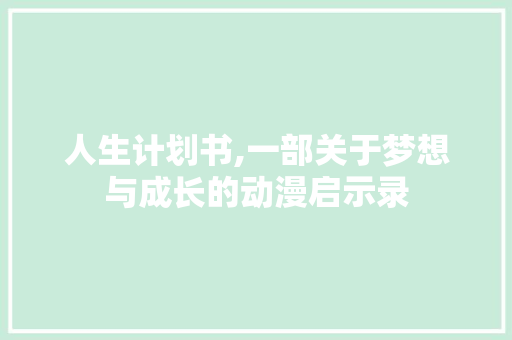 人生计划书,一部关于梦想与成长的动漫启示录 工作总结