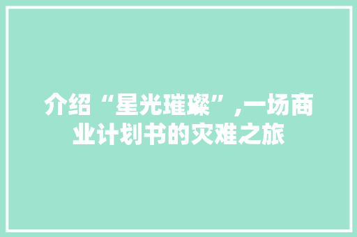 介绍“星光璀璨”,一场商业计划书的灾难之旅