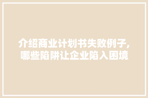 介绍商业计划书失败例子,哪些陷阱让企业陷入困境