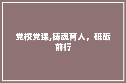 党校党课,铸魂育人，砥砺前行