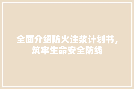 全面介绍防火注浆计划书，筑牢生命安全防线