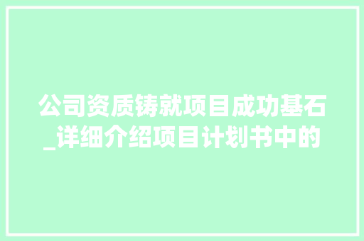 公司资质铸就项目成功基石_详细介绍项目计划书中的企业实力