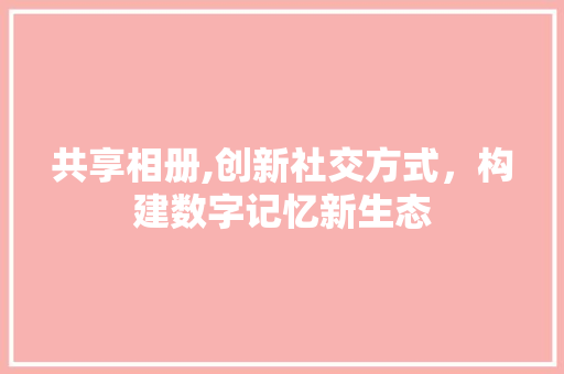 共享相册,创新社交方式，构建数字记忆新生态