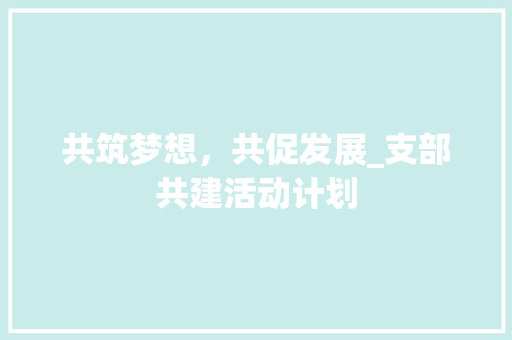 共筑梦想，共促发展_支部共建活动计划