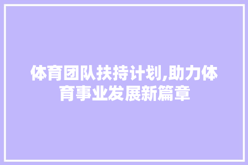 体育团队扶持计划,助力体育事业发展新篇章