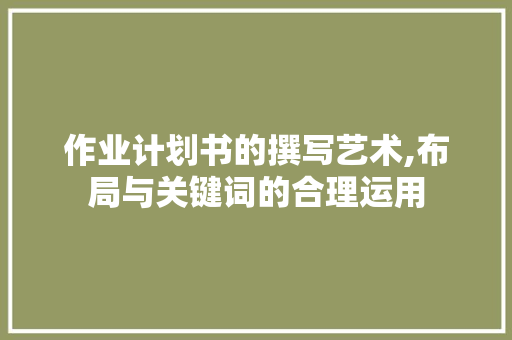 作业计划书的撰写艺术,布局与关键词的合理运用
