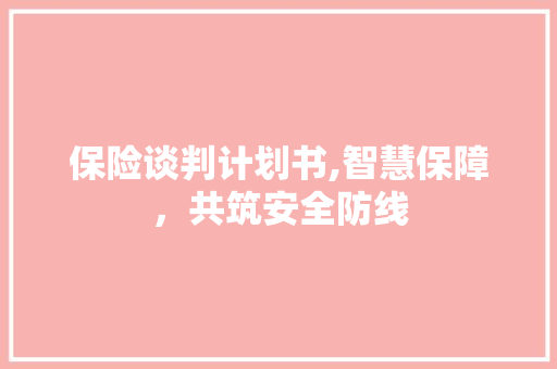 保险谈判计划书,智慧保障，共筑安全防线