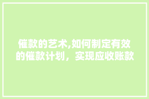 催款的艺术,如何制定有效的催款计划，实现应收账款的高效回收