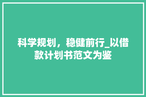科学规划，稳健前行_以借款计划书范文为鉴