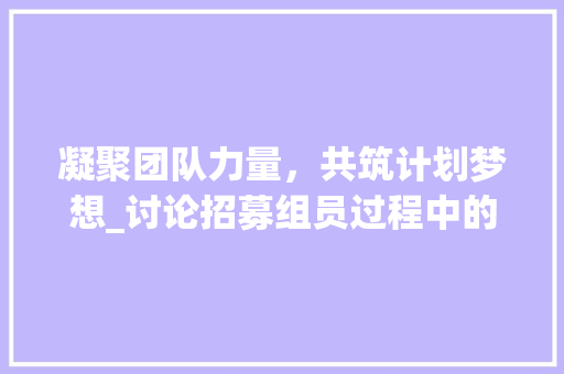 凝聚团队力量，共筑计划梦想_讨论招募组员过程中的挑战与步骤