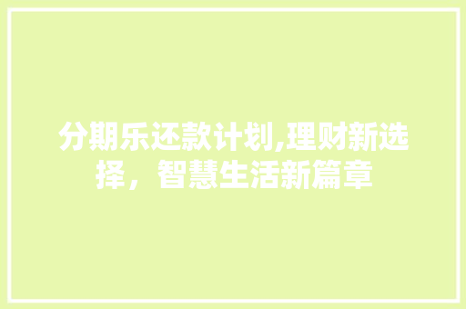 分期乐还款计划,理财新选择，智慧生活新篇章 工作计划