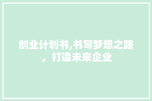 创业计划书,书写梦想之路，打造未来企业