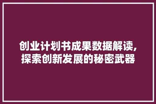 创业计划书成果数据解读,探索创新发展的秘密武器