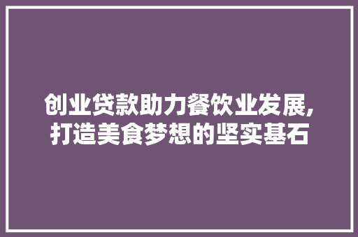 创业贷款助力餐饮业发展,打造美食梦想的坚实基石