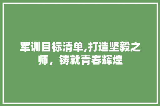 军训目标清单,打造坚毅之师，铸就青春辉煌
