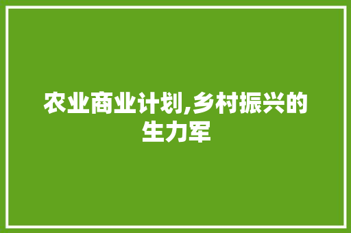 农业商业计划,乡村振兴的生力军