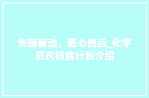 创新驱动，匠心独运_化学药剂销售计划介绍