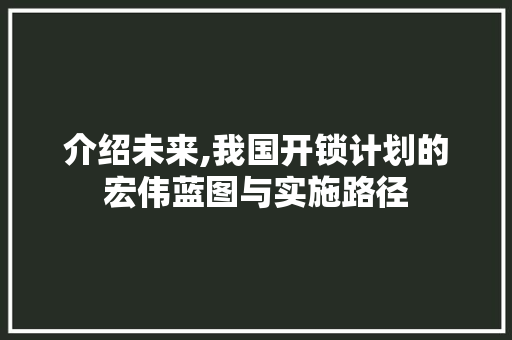 介绍未来,我国开锁计划的宏伟蓝图与实施路径