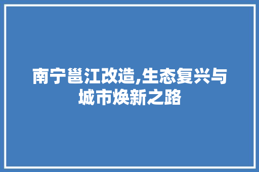 南宁邕江改造,生态复兴与城市焕新之路