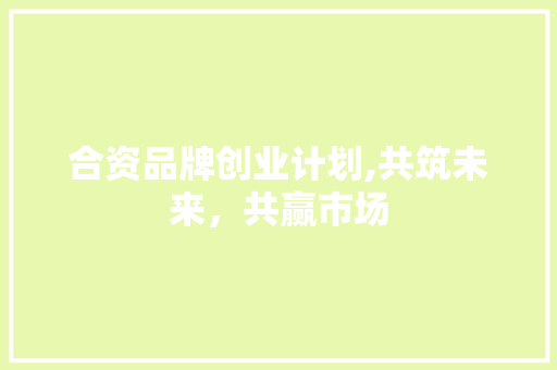 合资品牌创业计划,共筑未来，共赢市场