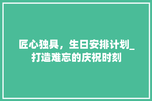 匠心独具，生日安排计划_打造难忘的庆祝时刻