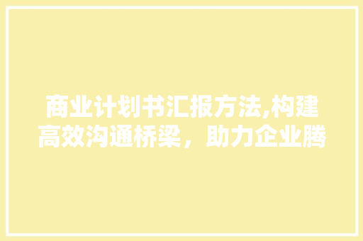 商业计划书汇报方法,构建高效沟通桥梁，助力企业腾飞