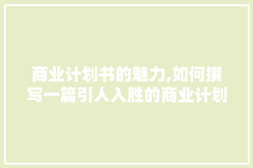 商业计划书的魅力,如何撰写一篇引人入胜的商业计划书