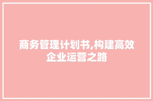 商务管理计划书,构建高效企业运营之路