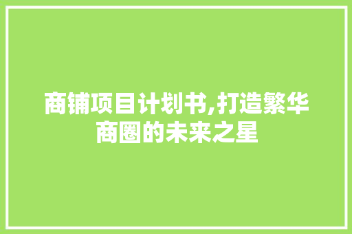 商铺项目计划书,打造繁华商圈的未来之星 诗词鉴赏