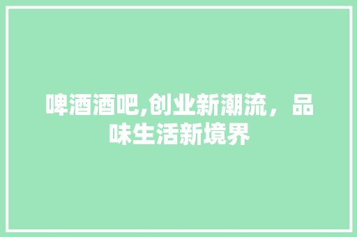 啤酒酒吧,创业新潮流，品味生活新境界