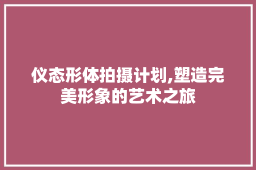 仪态形体拍摄计划,塑造完美形象的艺术之旅