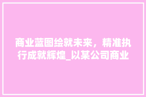 商业蓝图绘就未来，精准执行成就辉煌_以某公司商业计划书为例
