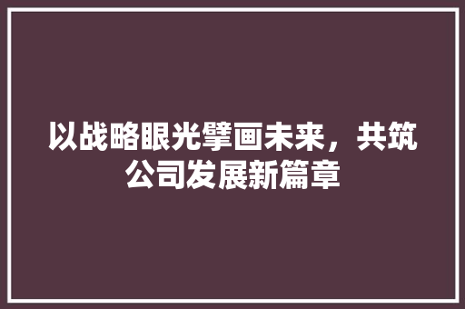 以战略眼光擘画未来，共筑公司发展新篇章