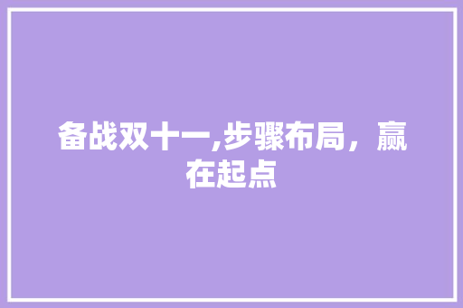 备战双十一,步骤布局，赢在起点 名人名言