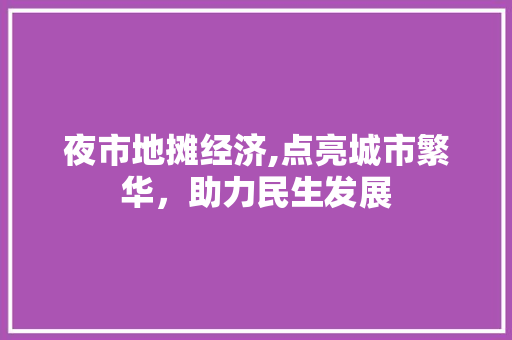 夜市地摊经济,点亮城市繁华，助力民生发展