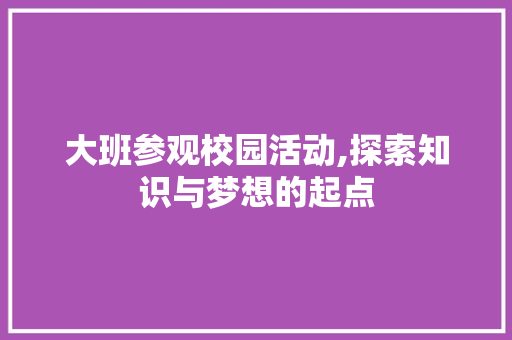 大班参观校园活动,探索知识与梦想的起点