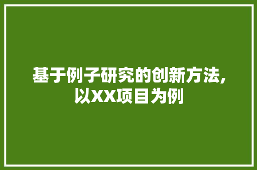 基于例子研究的创新方法,以XX项目为例