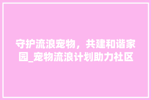 守护流浪宠物，共建和谐家园_宠物流浪计划助力社区爱心行动