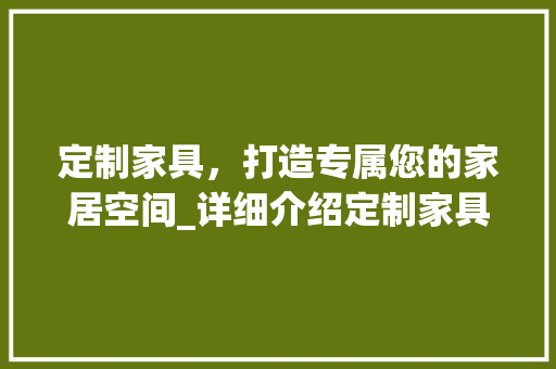 定制家具，打造专属您的家居空间_详细介绍定制家具计划书