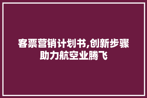 客票营销计划书,创新步骤助力航空业腾飞