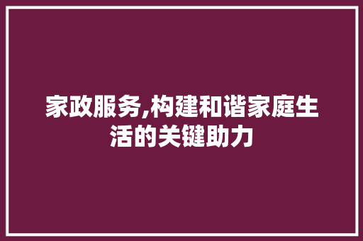 家政服务,构建和谐家庭生活的关键助力