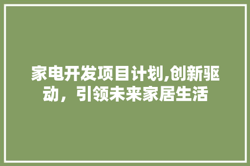 家电开发项目计划,创新驱动，引领未来家居生活 工作计划
