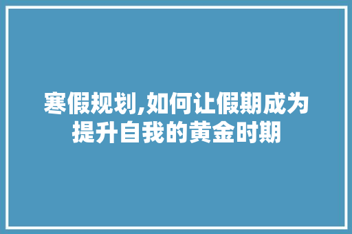 寒假规划,如何让假期成为提升自我的黄金时期