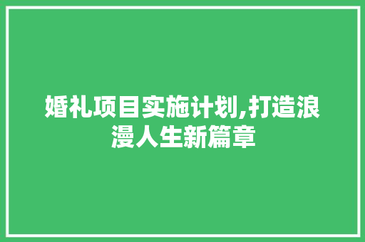 婚礼项目实施计划,打造浪漫人生新篇章