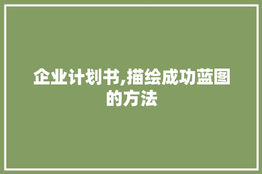 企业计划书,描绘成功蓝图的方法
