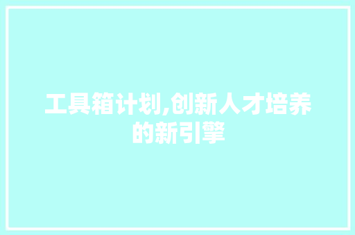 工具箱计划,创新人才培养的新引擎