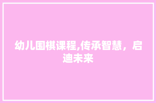 幼儿围棋课程,传承智慧，启迪未来