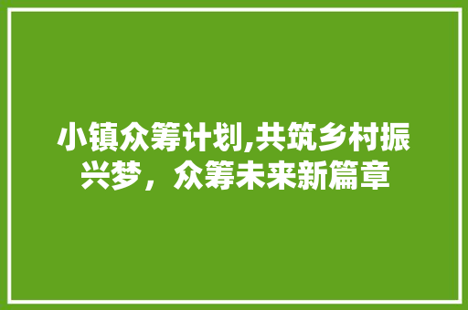 小镇众筹计划,共筑乡村振兴梦，众筹未来新篇章