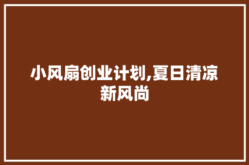小风扇创业计划,夏日清凉新风尚